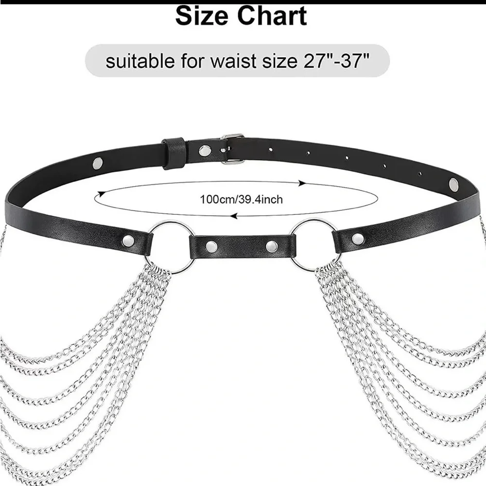 Sexy chain belt. Faux leather. 1 piece multilayer chains - Picture 9 of 10
